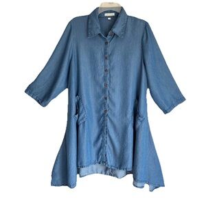 Steven Edwards Denim Tunic Asymmetrical Lagenlook Artsy